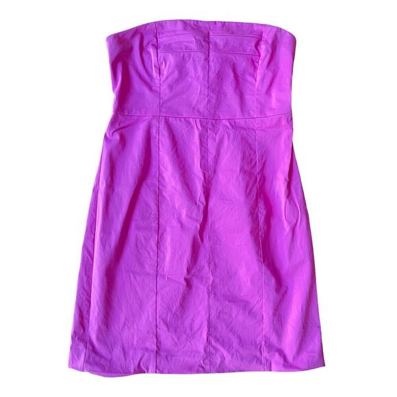Theory Claire Discreet Strapless Cotton Blend Mini Dress Hot Pink - Size 8 - Picture 2 of 10